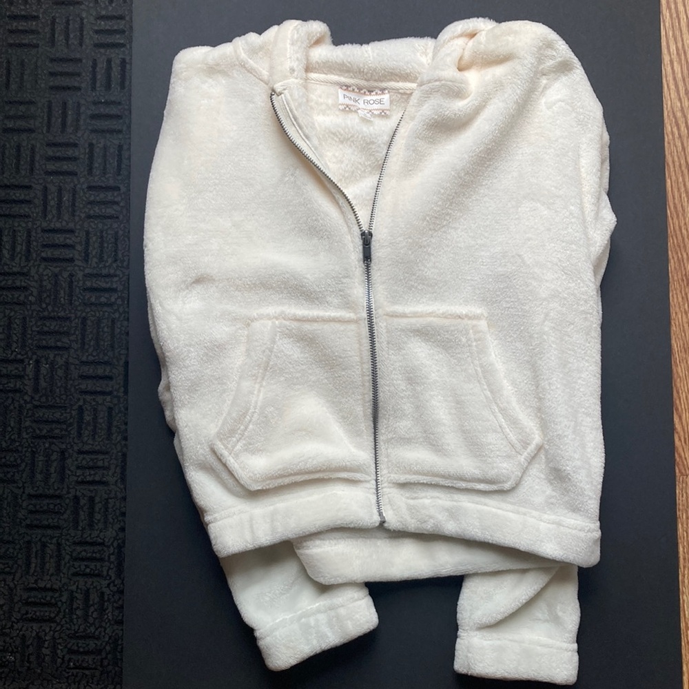 Plush White Zip-Up Jacket